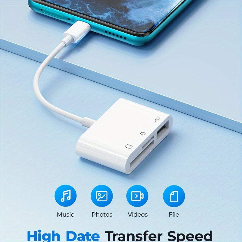 1pc 3-in-1 USB-C SD Card Reader for high-speed data transfer, compatible with iPad Pro, MacBook Air/Pro, Chromebooks, Dell XPS, Galaxy S10/S9 - No battery needed.