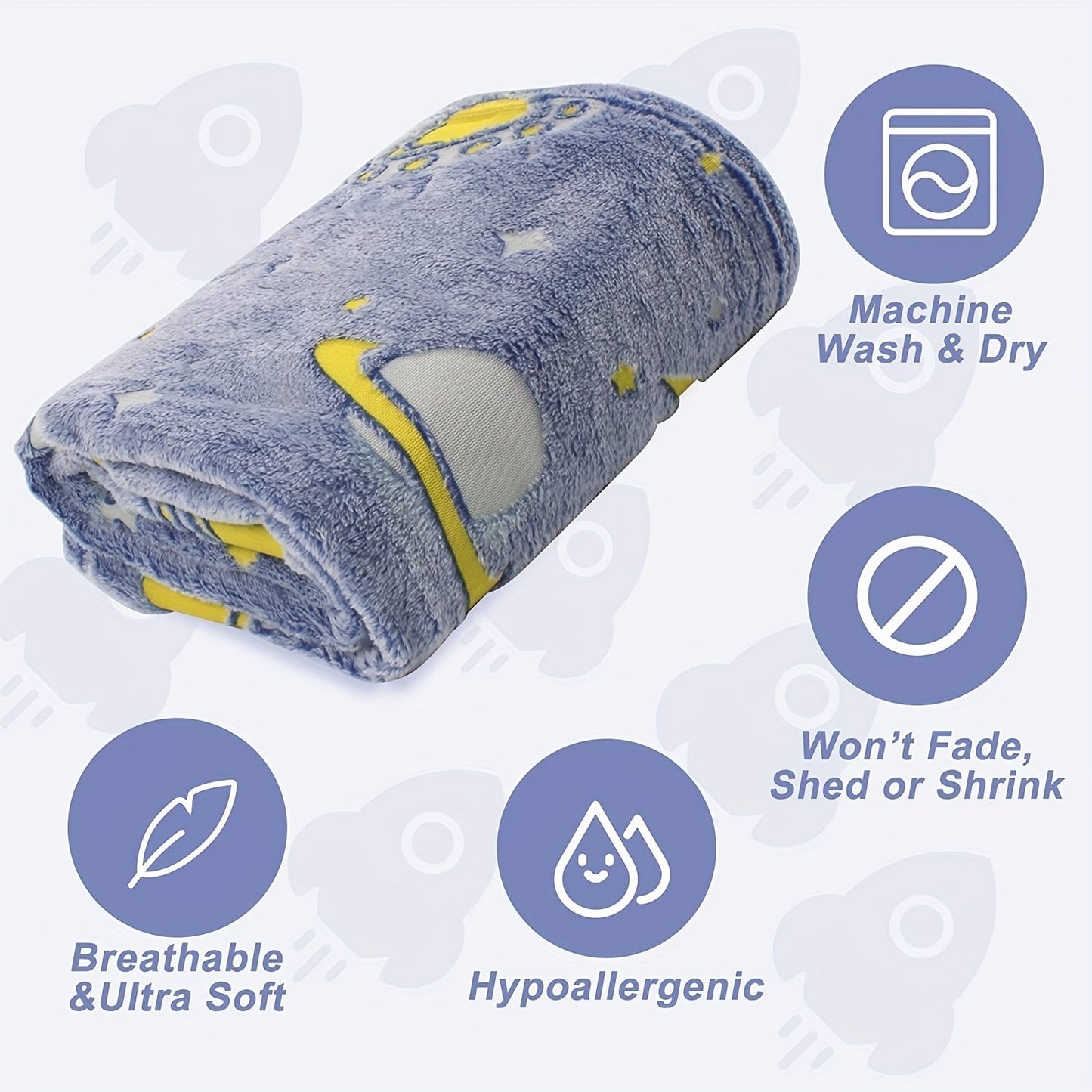 Get your hands on the Galactic Softness, Glow-in-the-Dark Astronaut Flannel Throw Blanket. Ideal for staying cozy and warm on the couch, bed, car, or at the office. Makes a perfect birthday gift for both youngsters and adults.