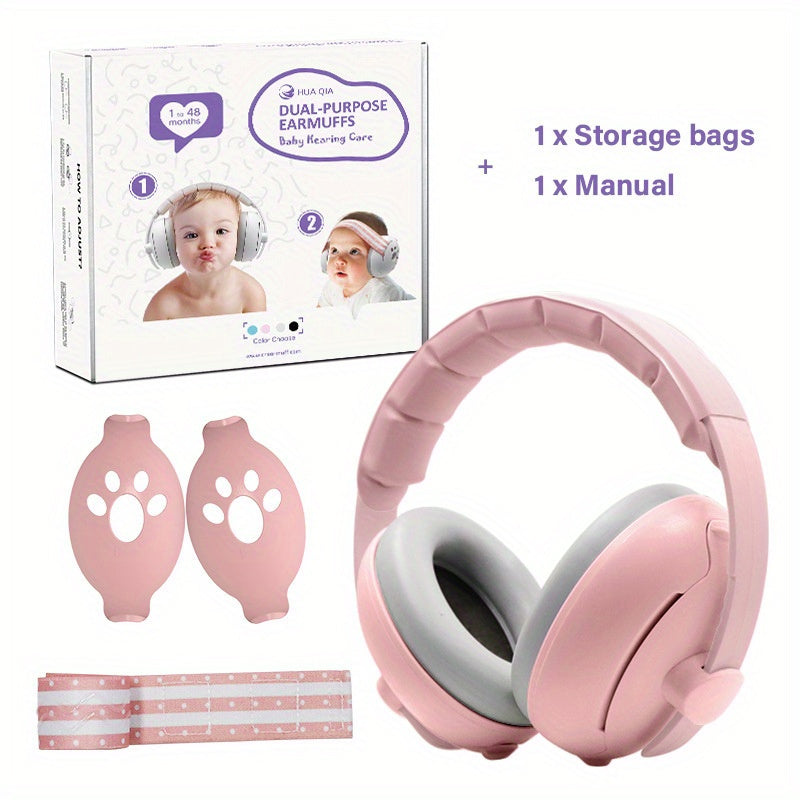 Kids can enjoy 2-in-1 EarMuffs designed for Noise-Canceling & Kids-Safe Protection in White, Pink, or Blue.