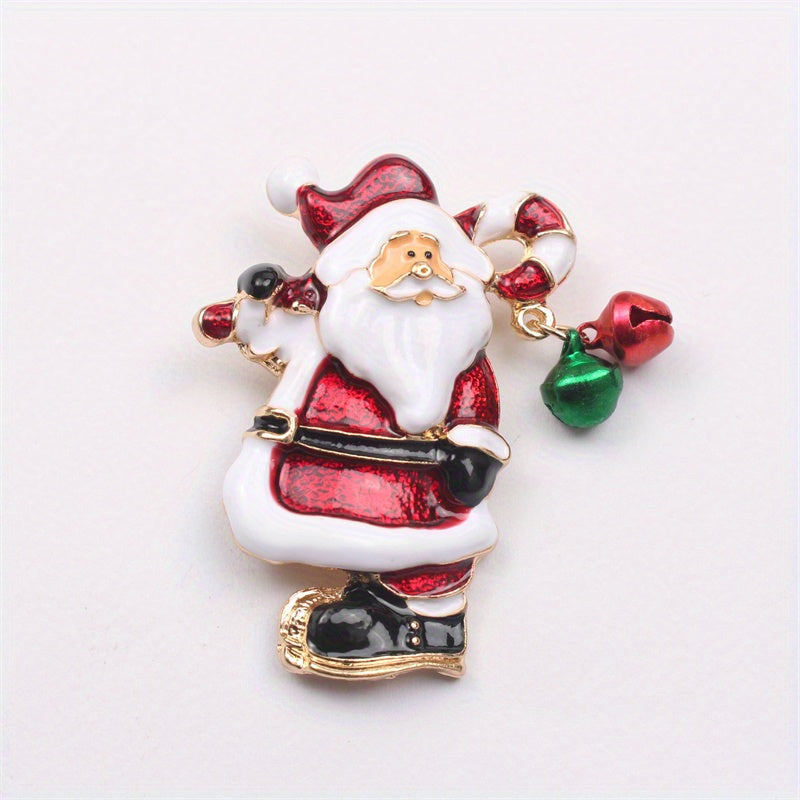 One piece of Elegant Luxury Enamel Santa Claus Brooch Pin - Perfect Christmas Novelty Gift, Irregular Shape Fashion Accessory for Party & Daily Wear, Charming Addition to Clothing, Bag & Hat Décor