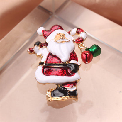 One piece of Elegant Luxury Enamel Santa Claus Brooch Pin - Perfect Christmas Novelty Gift, Irregular Shape Fashion Accessory for Party & Daily Wear, Charming Addition to Clothing, Bag & Hat Décor