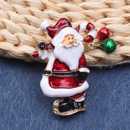 One piece of Elegant Luxury Enamel Santa Claus Brooch Pin - Perfect Christmas Novelty Gift, Irregular Shape Fashion Accessory for Party & Daily Wear, Charming Addition to Clothing, Bag & Hat Décor