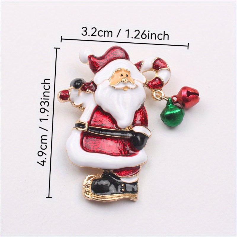 One piece of Elegant Luxury Enamel Santa Claus Brooch Pin - Perfect Christmas Novelty Gift, Irregular Shape Fashion Accessory for Party & Daily Wear, Charming Addition to Clothing, Bag & Hat Décor