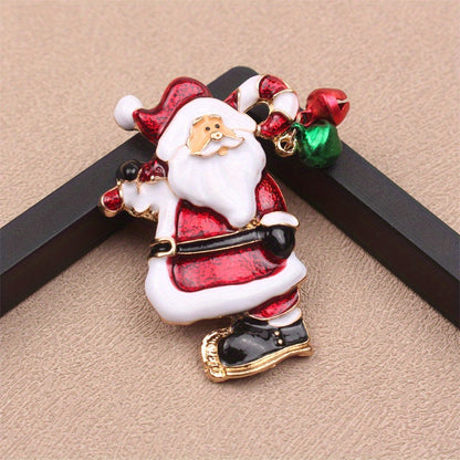 One piece of Elegant Luxury Enamel Santa Claus Brooch Pin - Perfect Christmas Novelty Gift, Irregular Shape Fashion Accessory for Party & Daily Wear, Charming Addition to Clothing, Bag & Hat Décor