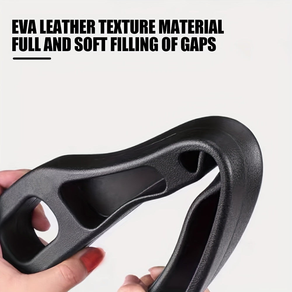 2 Black EVA car seat gap fillers with key and phone holder - durable, multi-slot organizer for vehicle accessories.