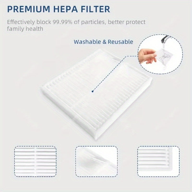 Four pieces of HEPA Filter Replacement designed for Xiaomi Mijia Robot Vacuums. These filters are compatible with E10, B112, E12, C103, 3C (Enhanced), 3C Plus, and E10C models.