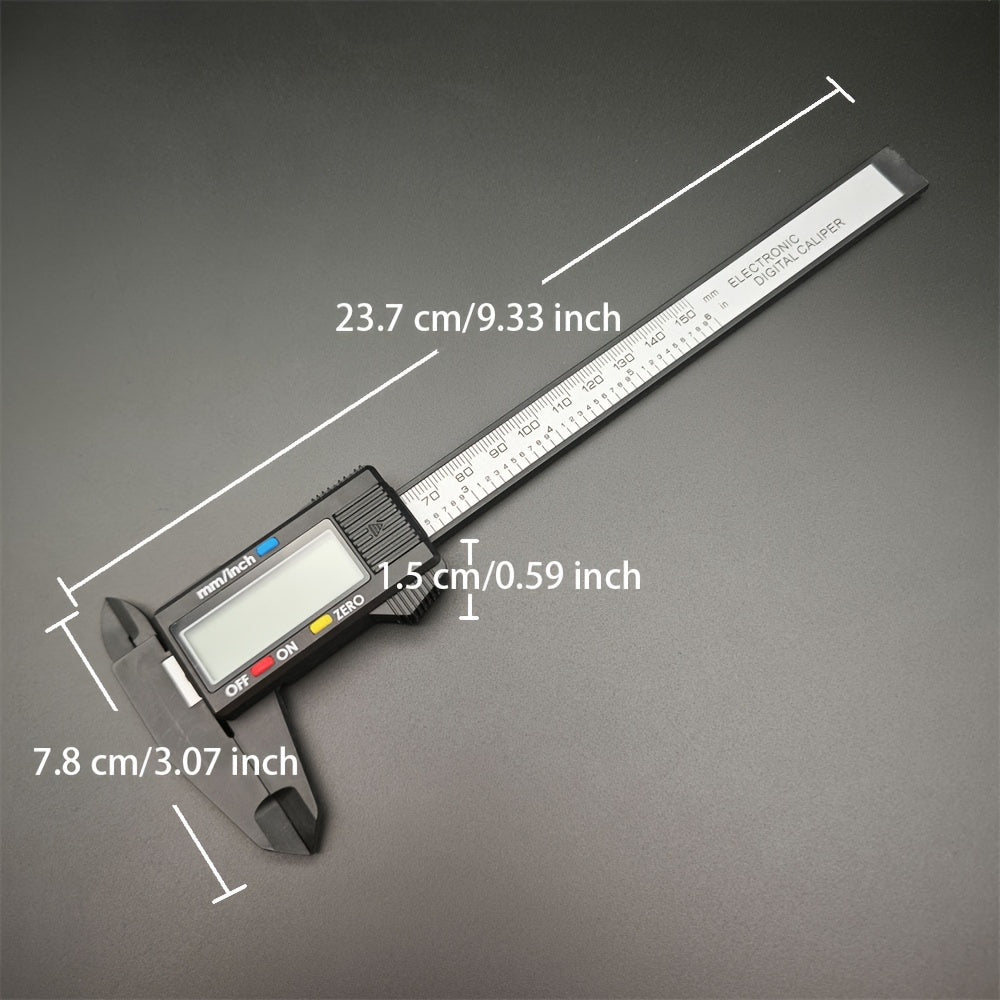 1pc Precision Digital Caliper, 150mm Electronic Vernier with LCD Display, Battery Operated, 0.1mm Accuracy, Plastic Material, Non-rechargeable PPSU Case.