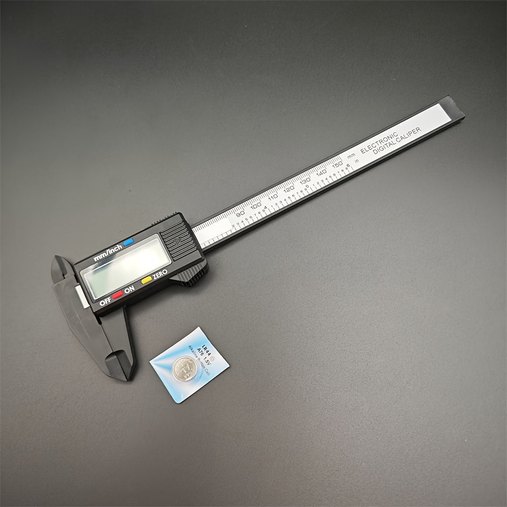 1pc Precision Digital Caliper, 150mm Electronic Vernier with LCD Display, Battery Operated, 0.1mm Accuracy, Plastic Material, Non-rechargeable PPSU Case.