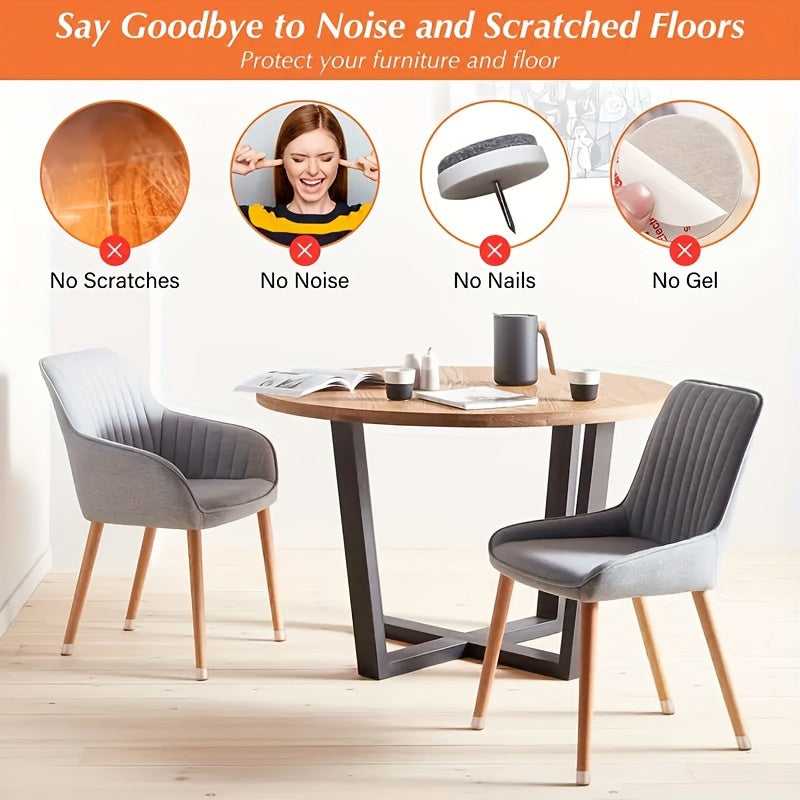 Protect your floors with this 12-pack of non-slip transparent silicone chair leg protectors, complete with felt pads. These floor protection covers are perfect for use in both homes and commercial settings, such as dining rooms, offices, and bars.