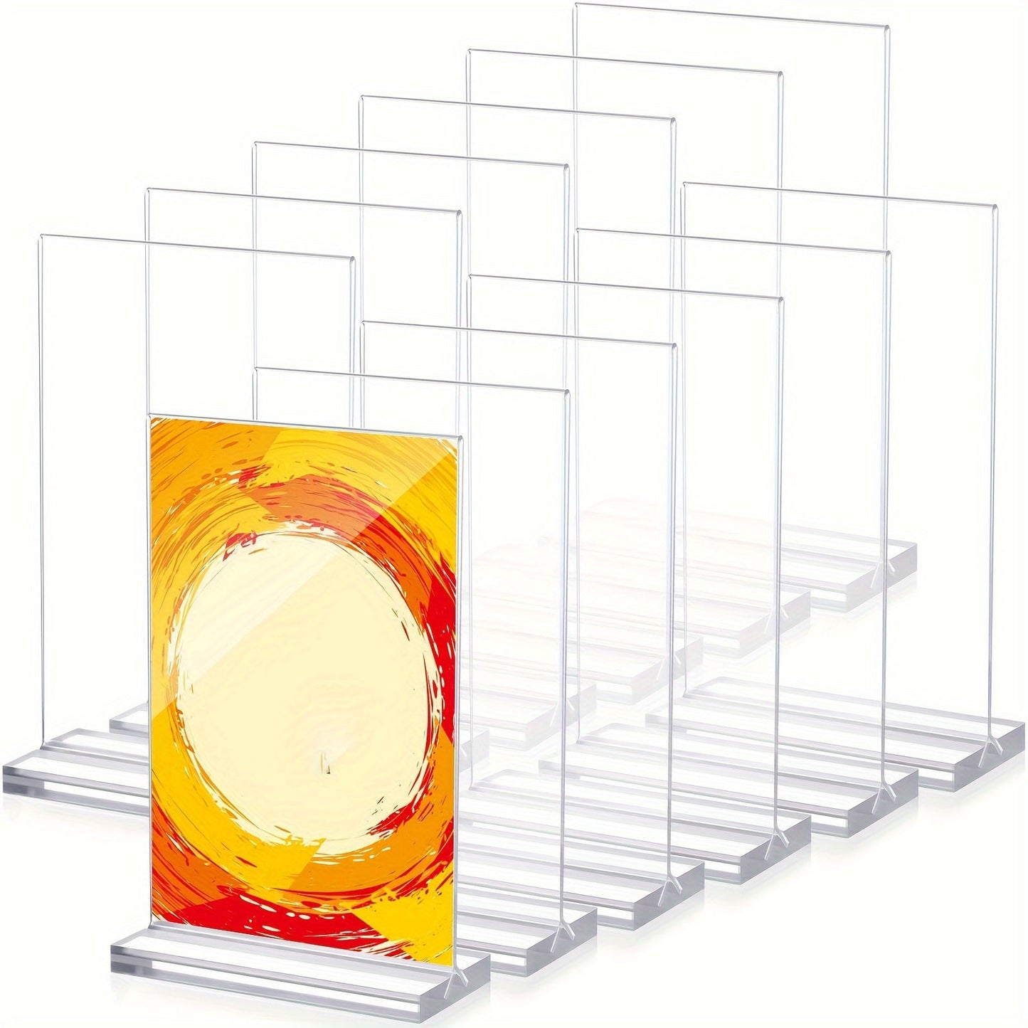 Set of 4 Acrylic Photo Frame Display Boards, Transparent Table Menu Display Stands with Double-Sided Clear Acrylic Signs for Office, Store, Restaurant, or Meeting