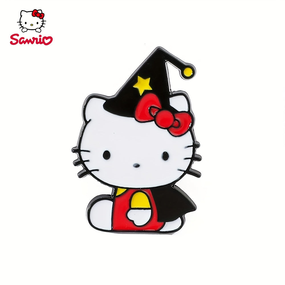 Cute Sanrio Enamel Pin "Hello Kitty Halloween Pumpkin Brooch" - Alloy Metal Badge for Fashionable Looks and Gift Giving