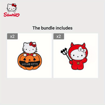 Cute Sanrio Enamel Pin "Hello Kitty Halloween Pumpkin Brooch" - Alloy Metal Badge for Fashionable Looks and Gift Giving