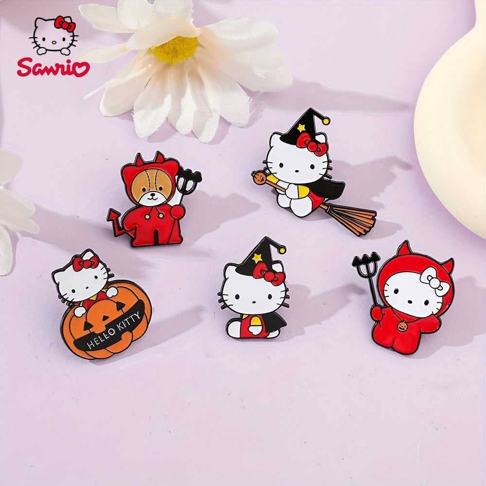 Chiroyli Sanrio Emal Pin "Hello Kitty Halloween Qovoq Brosh" - Moda Ko'rinishlari va Sovg'a Berish Uchun Alloy Metall Belgisi