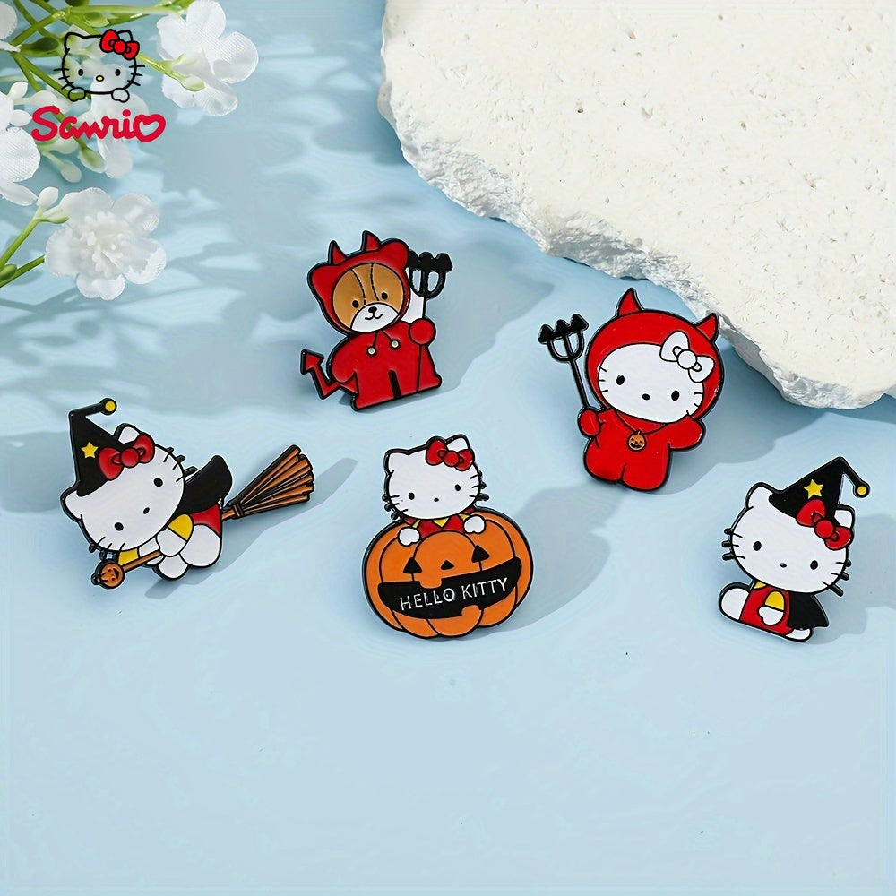 Chiroyli Sanrio Emal Pin "Hello Kitty Halloween Qovoq Brosh" - Moda Ko'rinishlari va Sovg'a Berish Uchun Alloy Metall Belgisi