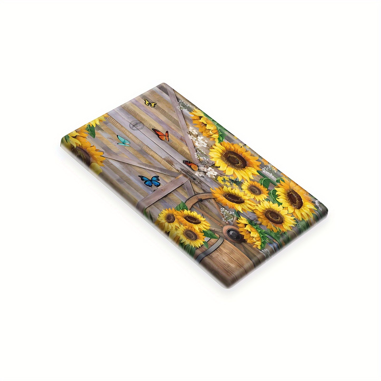 Sunflower barn door print wall plate cover for home decor, easy to install and clean, unbreakable switch and outlet covers.