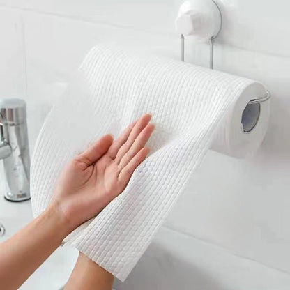 400 disposable kitchen dishcloths come in a roll, perfect for both wet and dry use. These convenient rags can also be used as cloth paper towels for easy cleanup.