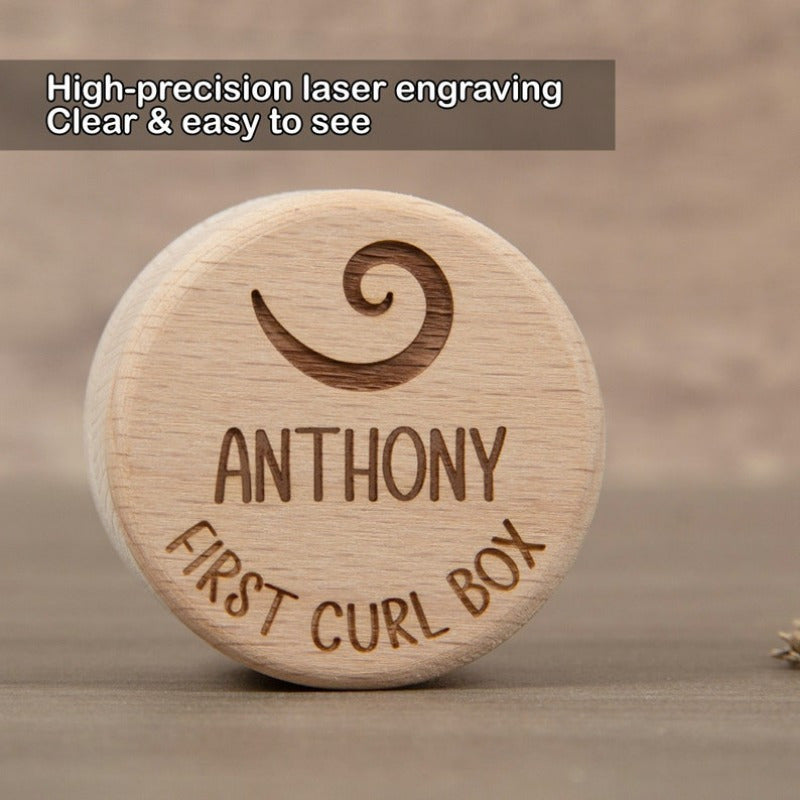 Custom Engraved Wooden Curl Holder - Keepsake Box for Baby's First Haircut, Ideal Gift for New Parents and Baby Showers