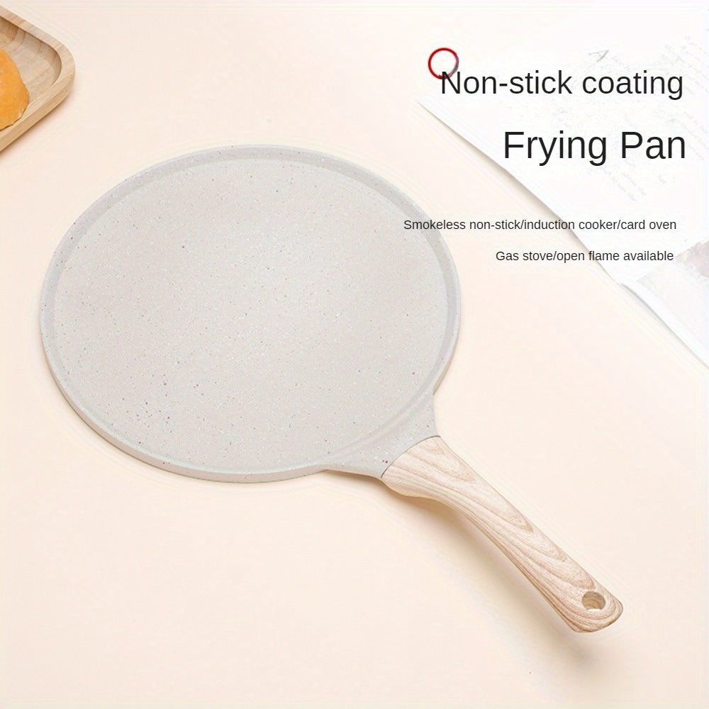 Aluminum Pancake Pan with Wooden Handle - Perfect for Crepes, Omelets, and Flapjacks - Non-Stick, Smokeless, and Easy to Clean - Great for Breakfast Cooking and Cake Layering