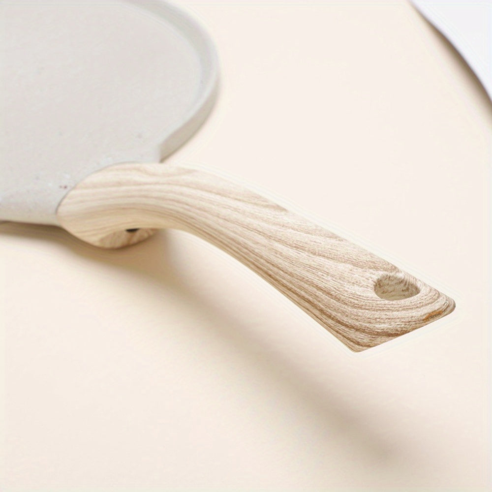 Aluminum Pancake Pan with Wooden Handle - Perfect for Crepes, Omelets, and Flapjacks - Non-Stick, Smokeless, and Easy to Clean - Great for Breakfast Cooking and Cake Layering