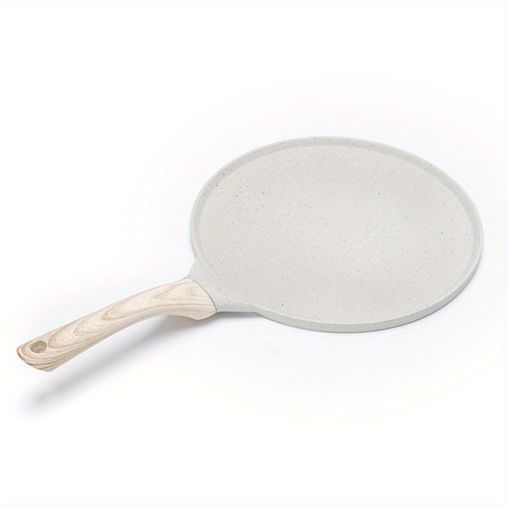 Aluminum Pancake Pan with Wooden Handle - Perfect for Crepes, Omelets, and Flapjacks - Non-Stick, Smokeless, and Easy to Clean - Great for Breakfast Cooking and Cake Layering