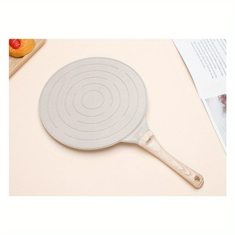 Aluminum Pancake Pan with Wooden Handle - Perfect for Crepes, Omelets, and Flapjacks - Non-Stick, Smokeless, and Easy to Clean - Great for Breakfast Cooking and Cake Layering