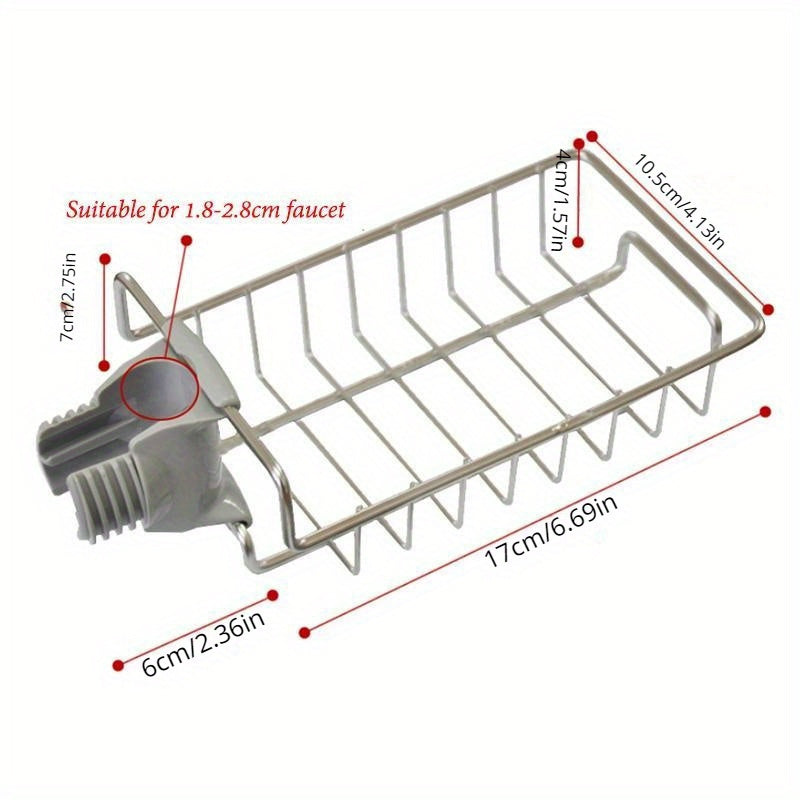 A high storage organizer featuring a stainless steel kitchen sink rack, an adjustable faucet sponge rack, and a metal bowl cloth rack.