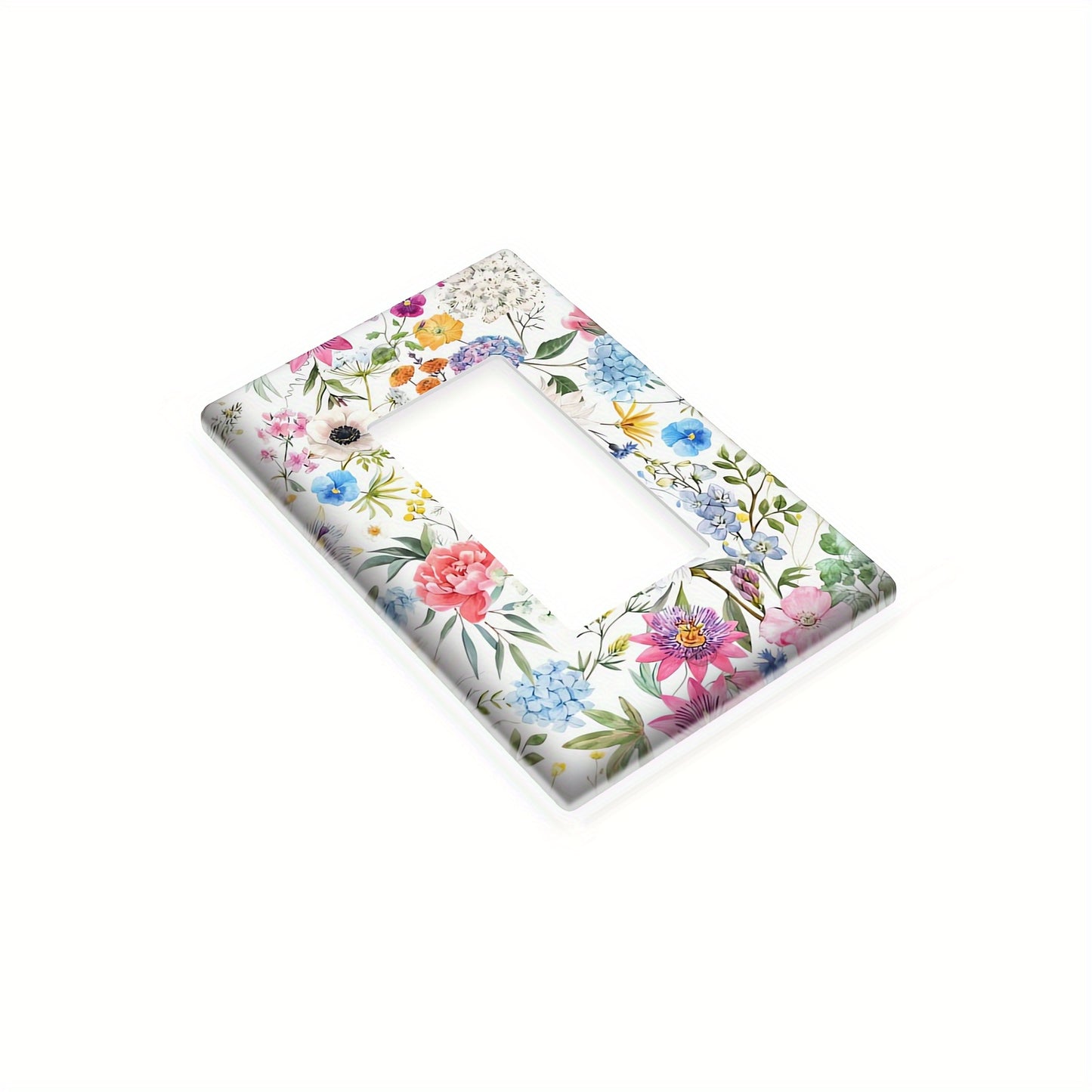 Floral light switch and outlet covers for bedroom, kitchen, office, home. Battery-free, screw-in design.