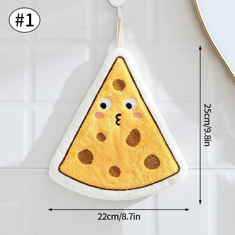 1pc Cute Cartoon Food Hand Towel - Soft Coral Fleece Bathroom Towel - Absorbent Kitchen Cloth - Cheese, Bread, Cookie, Cupcake Designs