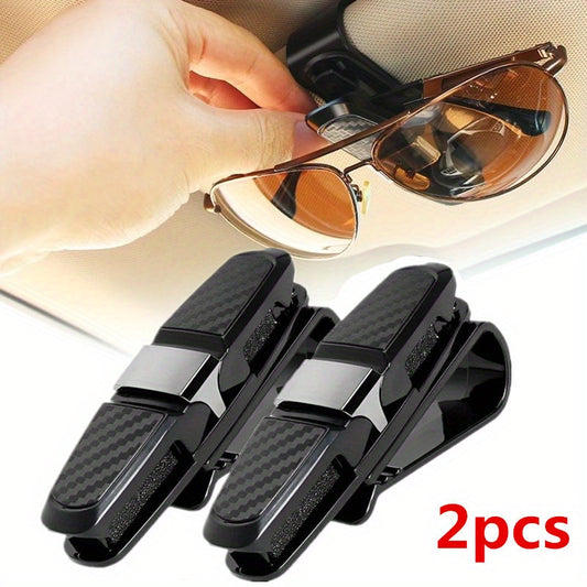 Car visor sunglass holder clip for 2 pairs of glasses, universal sun visor ticket and eyeglasses mount made of PVC for different car models.