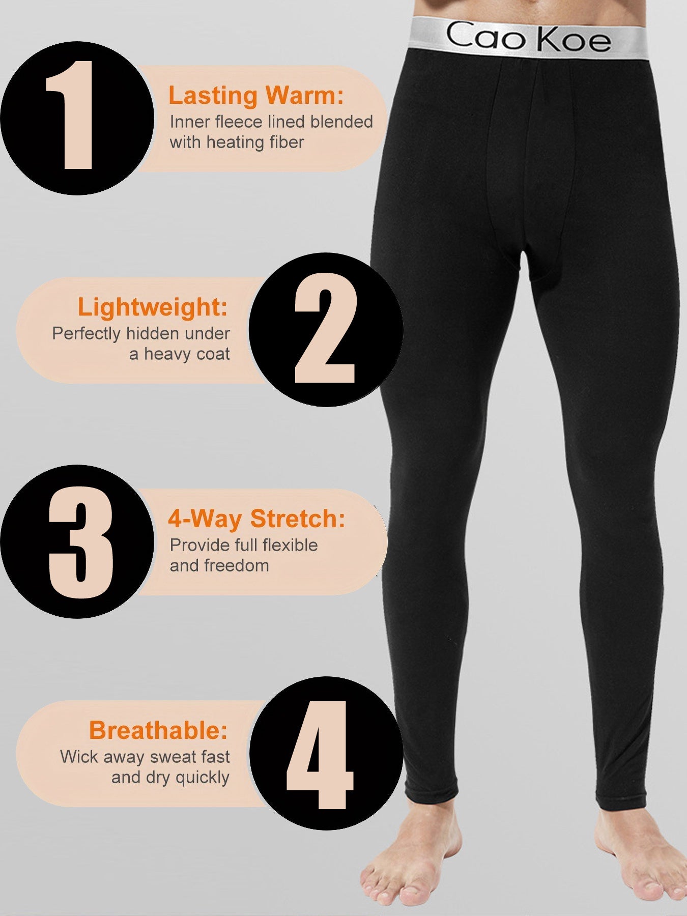 Men's fleece-lined thermal leggings offer extra warmth for autumn and winter outdoor activities.