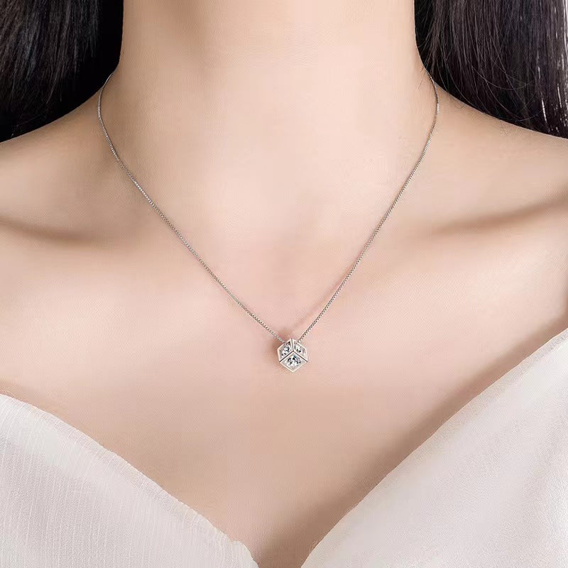 Elegant 925 Sterling Silver Pendant Necklace with Sparkling Zirconia - Ideal for Valentine's Day & Daily Glamour