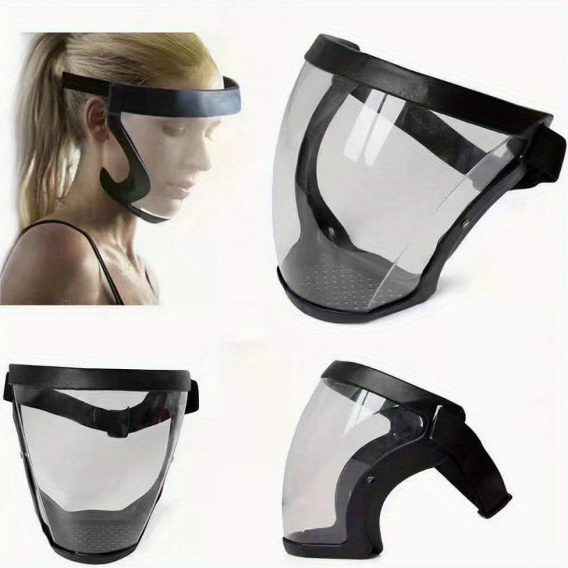 Durable full face mask with transparent visor for kitchen, industry, and outdoor use.