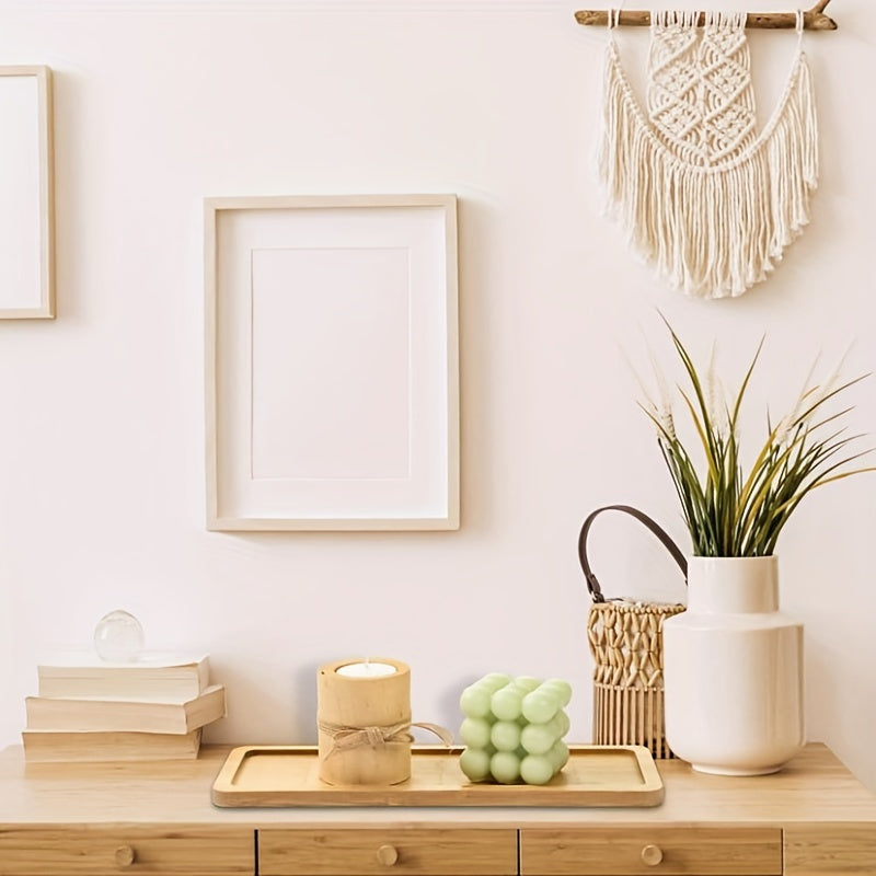 High-Quality Bamboo Bathroom Tray: Perfect for Organizing Above Toilet Tank or Vanity Table. Versatile and Stylish Design for Storing Tea, Snacks, Cosmetics, Candles, and More. Space-Saving Solution for a Beautifully Organized Bathroom.