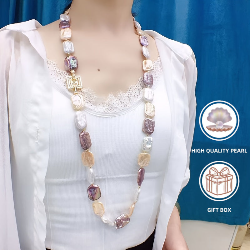 Upgrade your vacation look with this stunning Baroque Pearl Necklace featuring a heart clasp and shimmering zirconia accents. Perfect for parties and festivals, these natural pearls may have surface imperfections that add to their unique charm. Versatile