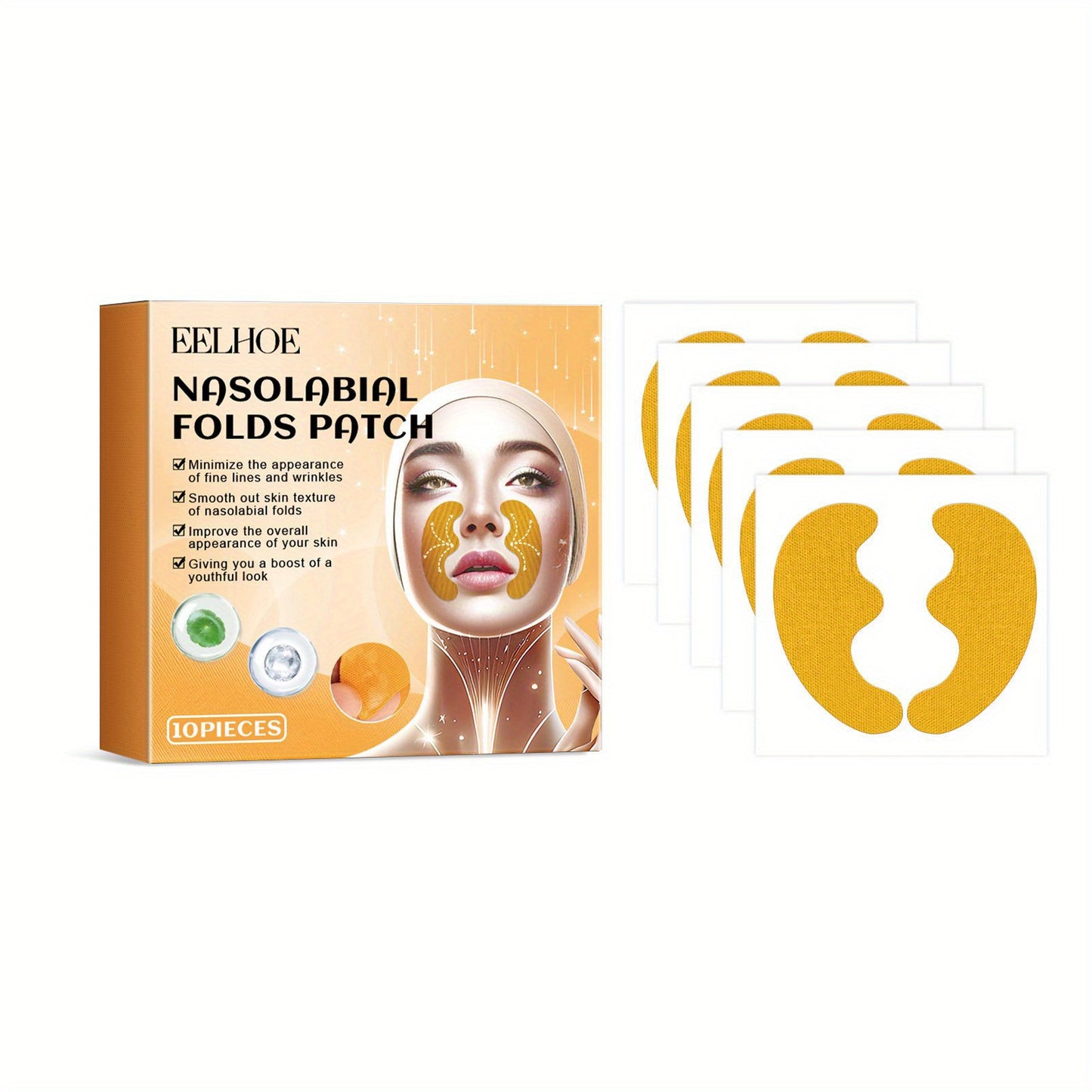 Face patches for wrinkles and smile lines to firm, hydrate, brighten, and lift the skin.