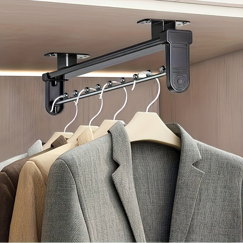 Telescopic Pants Hanger: Ushbu mustahkam metall ko'p funksiyali tashkilotchidan foydalanib, kiyimlaringizni tartibga soling - kostyumlar, jakkalar, bluzkalar va boshqalar uchun ideal. Shkaflarda va quritish tokchalarida joyni tejash uchun mukammal.