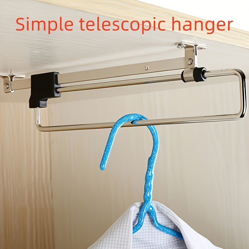 Telescopic Pants Hanger: Ushbu mustahkam metall ko'p funksiyali tashkilotchidan foydalanib, kiyimlaringizni tartibga soling - kostyumlar, jakkalar, bluzkalar va boshqalar uchun ideal. Shkaflarda va quritish tokchalarida joyni tejash uchun mukammal.