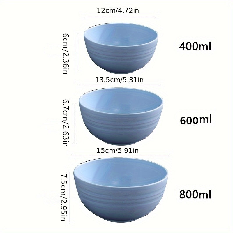 Set of 4 high-quality, unbreakable wheat straw bowls in pastel colors. Microwave and dishwasher safe, BPA-free, rust-resistant, ideal for home or office.