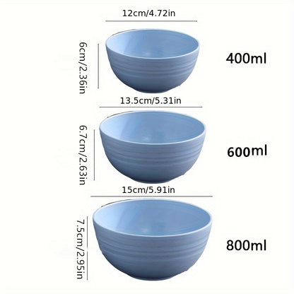 Set of 4 high-quality, unbreakable wheat straw bowls in pastel colors. Microwave and dishwasher safe, BPA-free, rust-resistant, ideal for home or office.