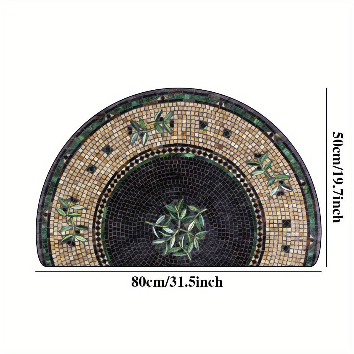 Welcome guests in style with our Retro Mosaic Tile Design Door Mat. This semicircular polyester mat is non-slip and dustproof, making it a great entry rug for any home. With a 6mm thickness, this elegant entrance floor carpet is perfect for adding a