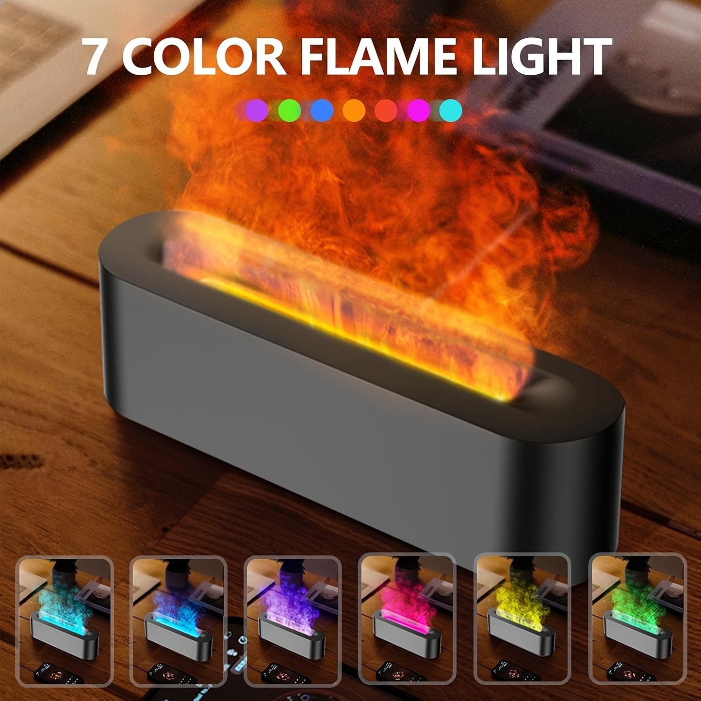 1pc Flame Effect Aromatherapy Humidifier with RGB Light, USB-Powered Timer Function, for Air Purification and Decoration in Rooms.