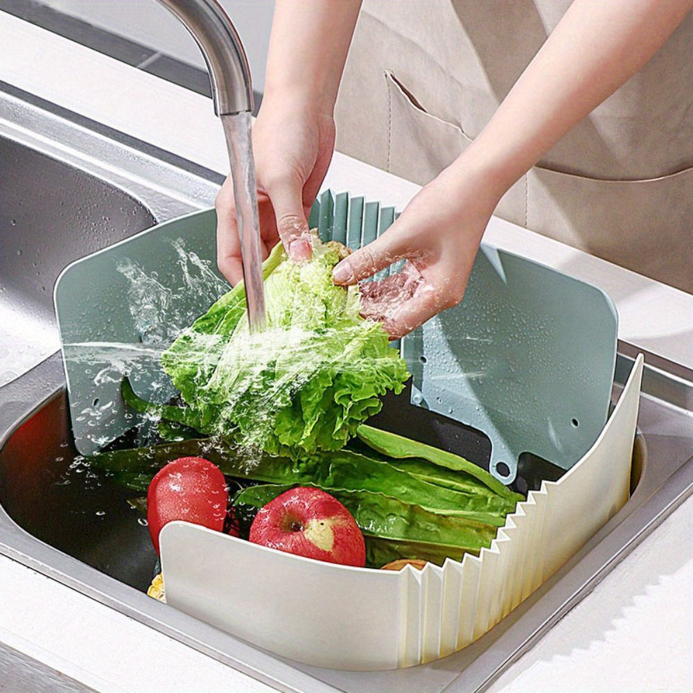 Foldable TPR Splash Guard with Suction Cup - Bendable & Retractable Water Barrier for Kitchen Sink - Anti-Splash - Soft Material - Available in Pastel Colors - 42.49x16.99cm - Food-Safe - Ideal for Kitchen and Bathroom Use