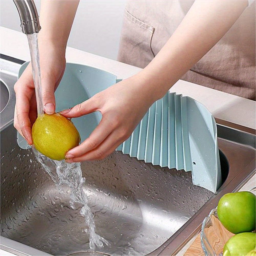 Foldable TPR Splash Guard with Suction Cup - Bendable & Retractable Water Barrier for Kitchen Sink - Anti-Splash - Soft Material - Available in Pastel Colors - 42.49x16.99cm - Food-Safe - Ideal for Kitchen and Bathroom Use