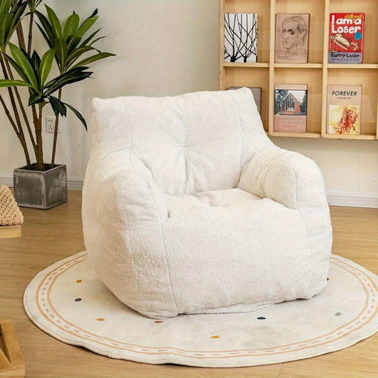 Chair made of soft lamb fabric with memory foam seat, sturdy nylon frame, teddy fabric cover. Suitable for both carpet and hard floors, perfect for relaxing in a game room. Easy to clean with wet wipes, no need for electricity.