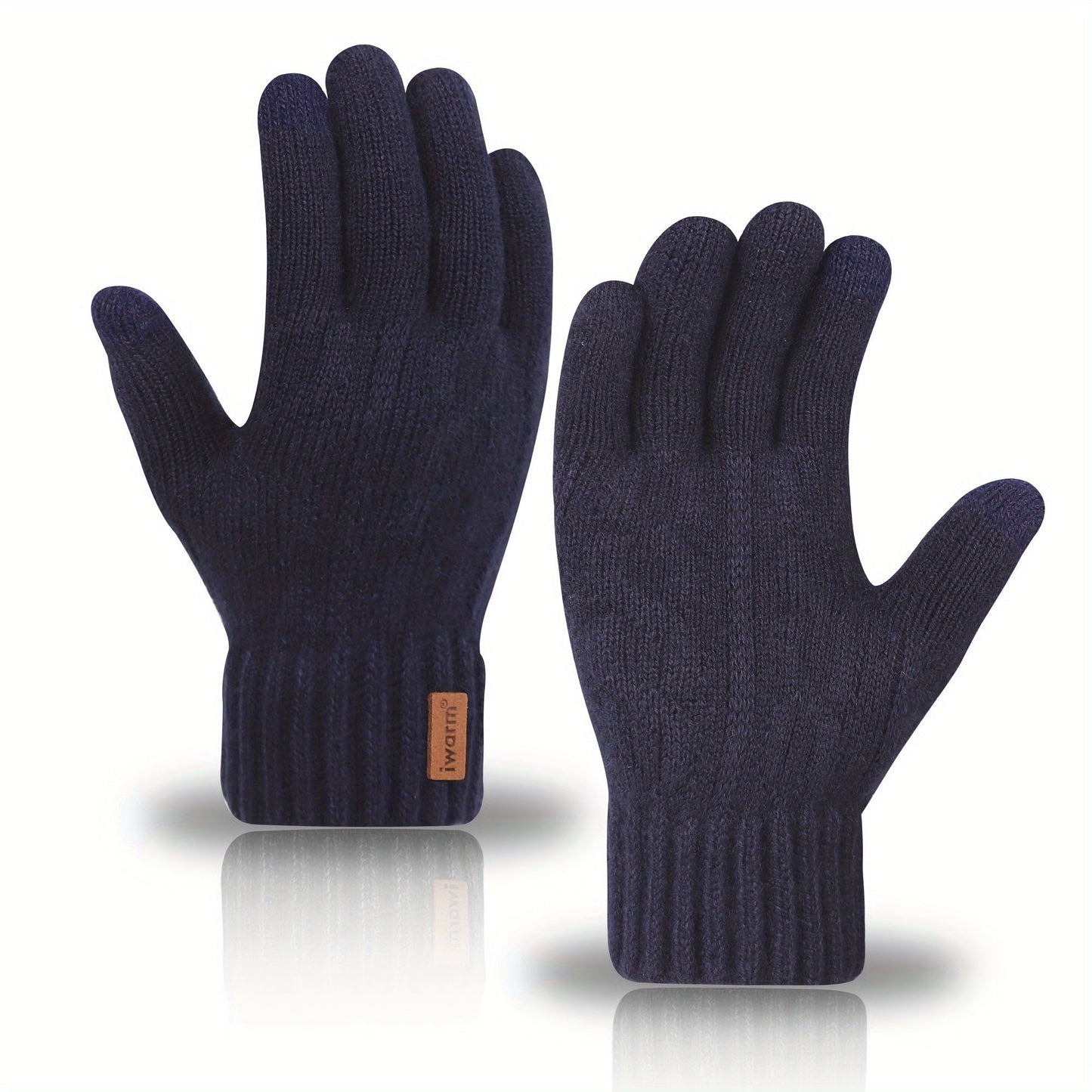 [Highly Rated] Touchscreen Gloves made from Alpaca Fleece - Keeps you warm and stylish with its ribbed knit design and faux leather patch. Perfect for winter as they are cold-resistant. Great for use in the office, while traveling, cycling, and attending