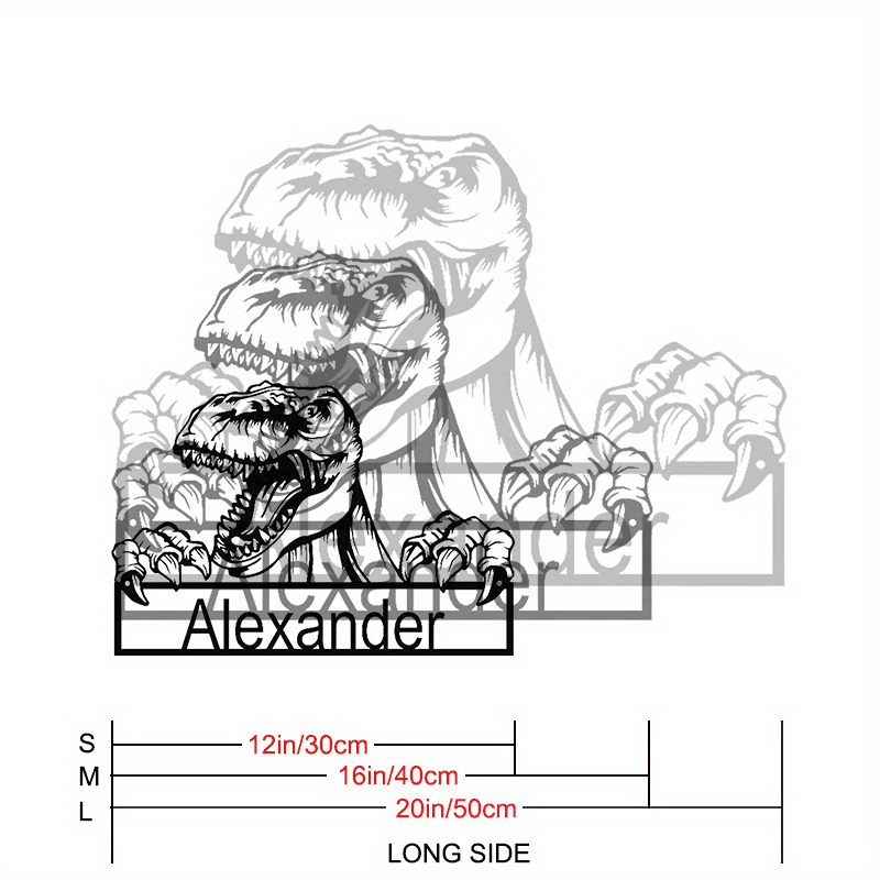 Настройте свой собственный знак из металла в виде Ти-Рекса с персонализированным именем - металлический декор, идеально подходящий для любой комнаты в вашем доме - Отлично подходит для фанатов динозавров, от 14 лет и старше!