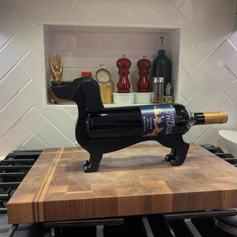 Adorable Dachshund Wine Bottle Holder fits bottles up to 5cm/1.97 inch wide.