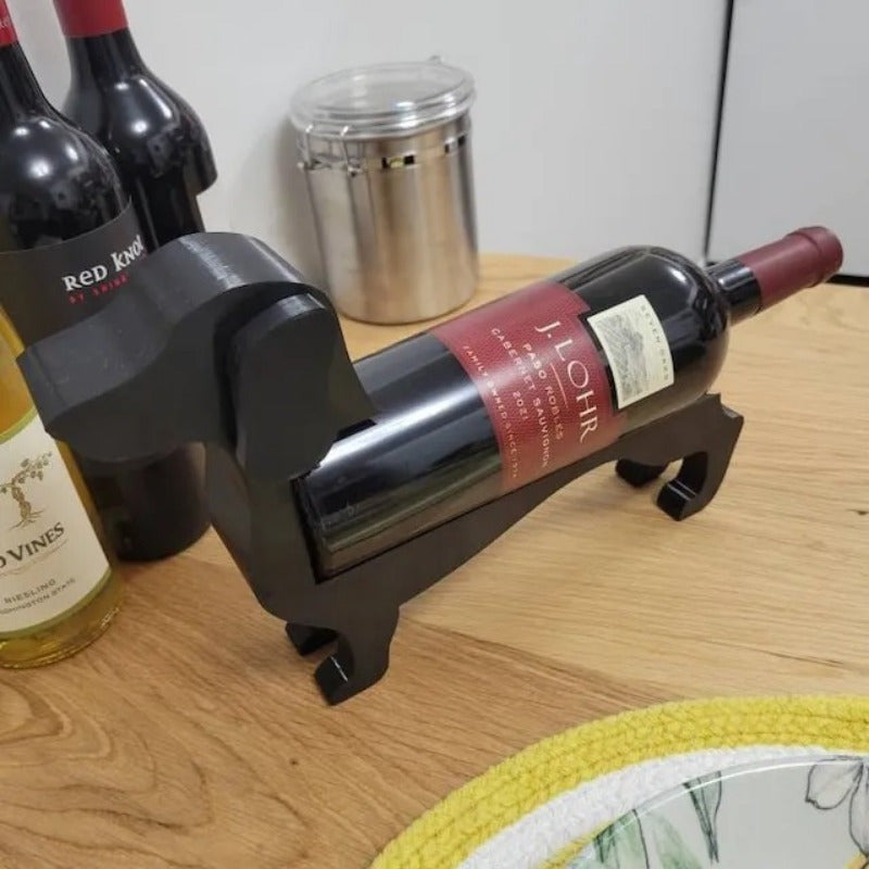 Adorable Dachshund Wine Bottle Holder fits bottles up to 5cm/1.97 inch wide.