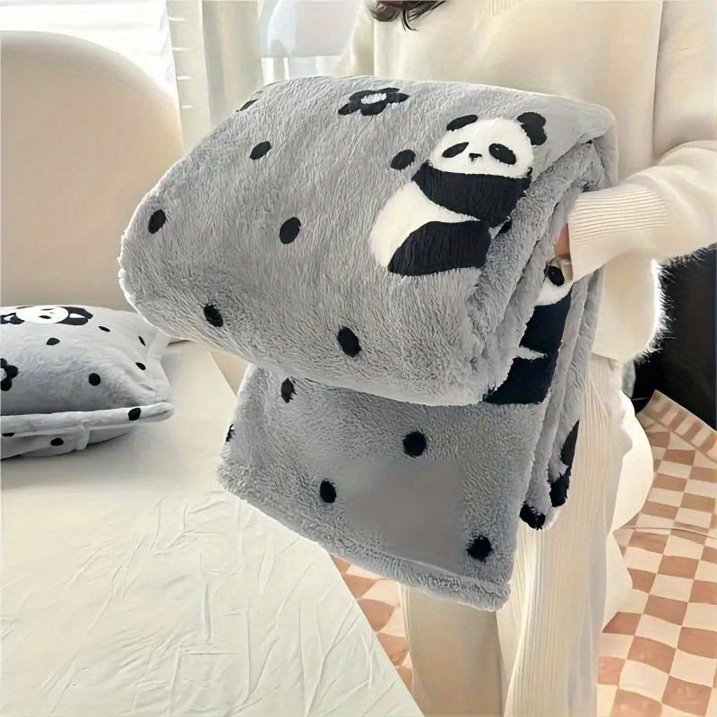 Soft and warm panda velvet throw blanket, perfect for sofa, office naps, and travel. This cozy plaid flannel blanket features a versatile checkerboard design and is machine washable. Perfect for staying warm and comfortable wherever you go.