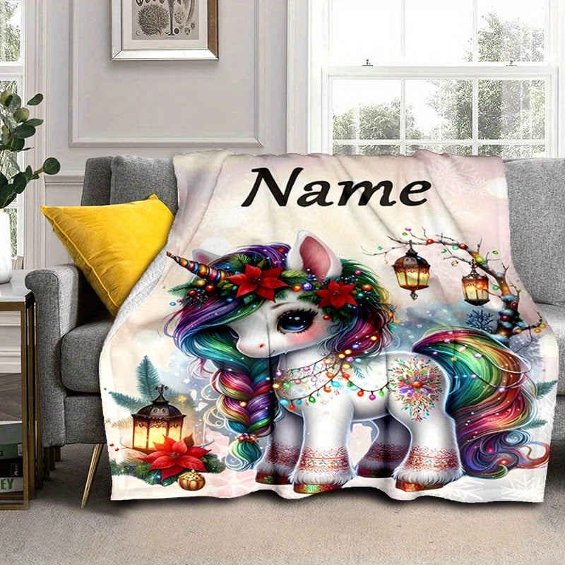 Customized Unicorn Blanket with Personalized Name - Luxuriously Soft, Cozy, and Warm for Snuggling on the Bed, Sofa, or Even Picnics | Ideal Holiday Gift for Christmas and Halloween.